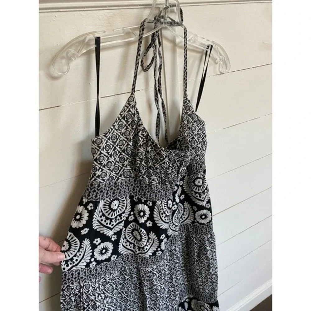 Michael Kors‎ Black White Floral Tiered Halter Midi Dress - M EUC - Picture 8 of 15